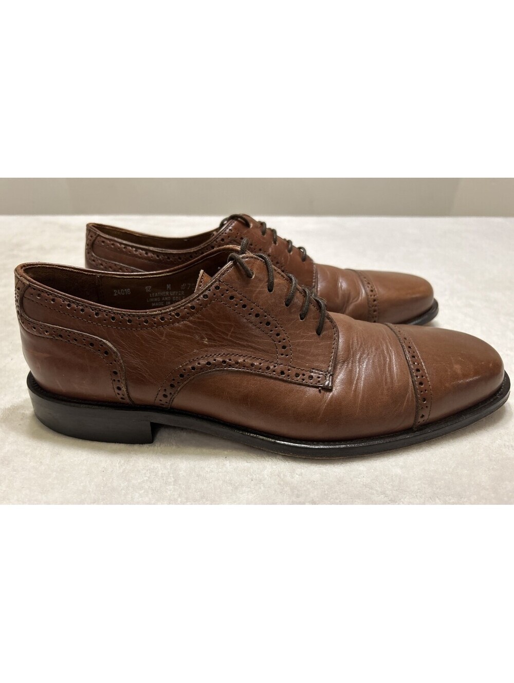 Bostonian Men’s Shoes Size 12 M Brown Dress Leather Cap Toe Derby Brogue Italy